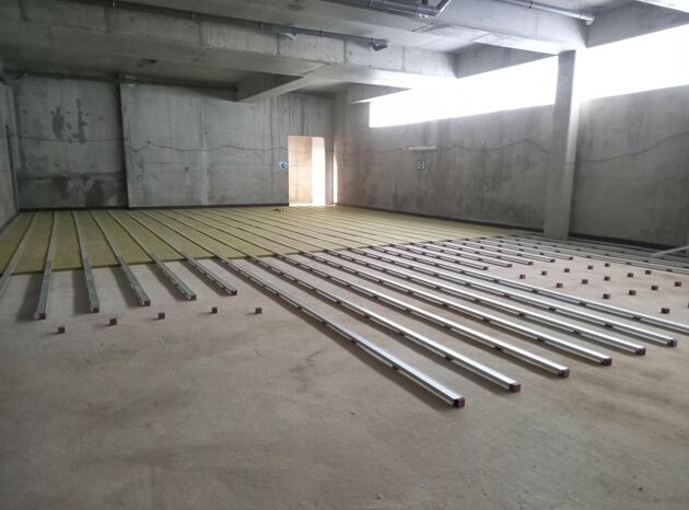 Installation Acoustic Floor Blocks Dojo, Saint-Thibault des Vignes