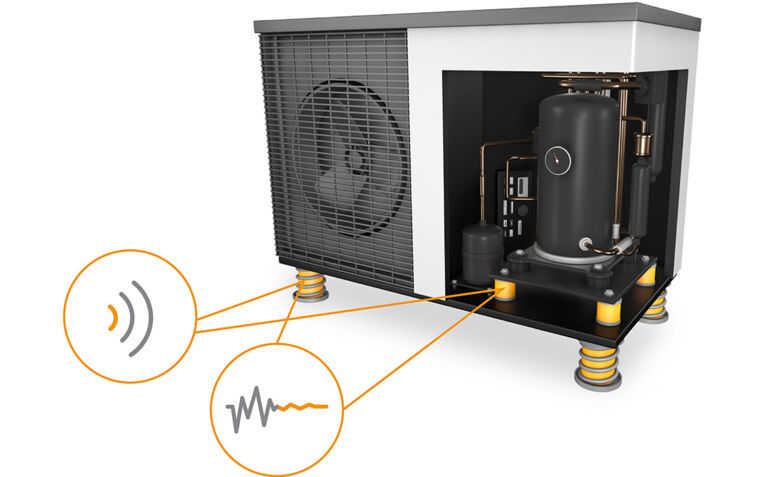 Heat pump reduction noise